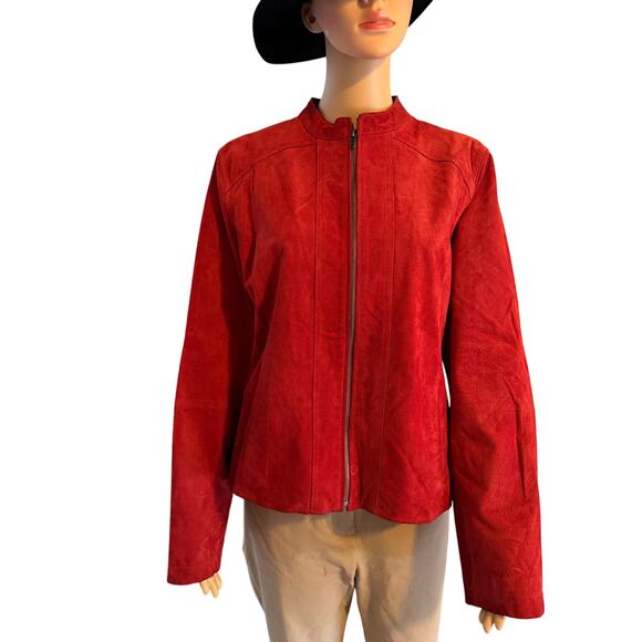 Vintage Ruff Hewn Suede Leather Y2K Moto Biker Retro Jacket, Women's Size XL - Picture 1 of 7